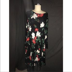 Floral Long-Sleeved Jersey Swing Dress